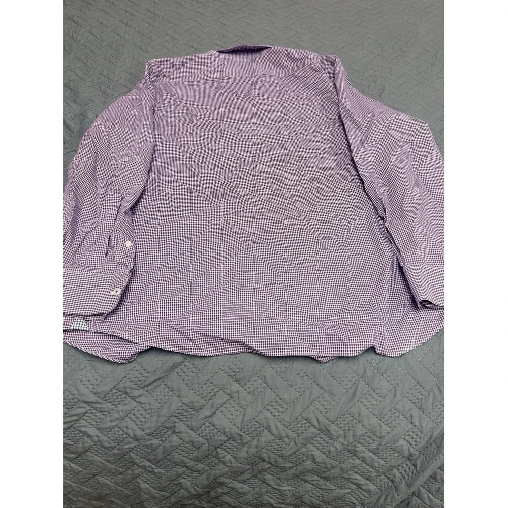 Banana Republic Camden Fit Shirt Mens L Purple Gingham 100% Cotton Stretch